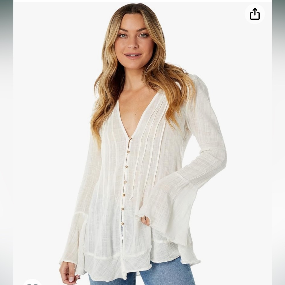 FREE PEOPLE ✨ NWT GRETA BUTTON-DOWN GAUZE TUNIC | XS | white | send an offer! ❤️